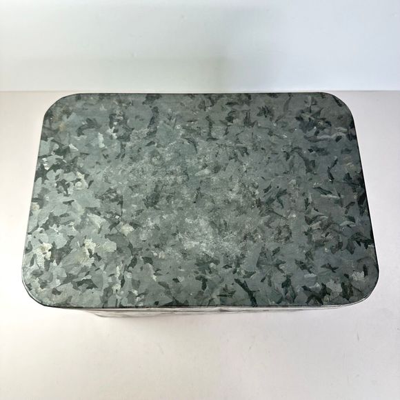 Metal Tin Rectangular Box with Lid For Storage or Planter - Picture 2 of 9